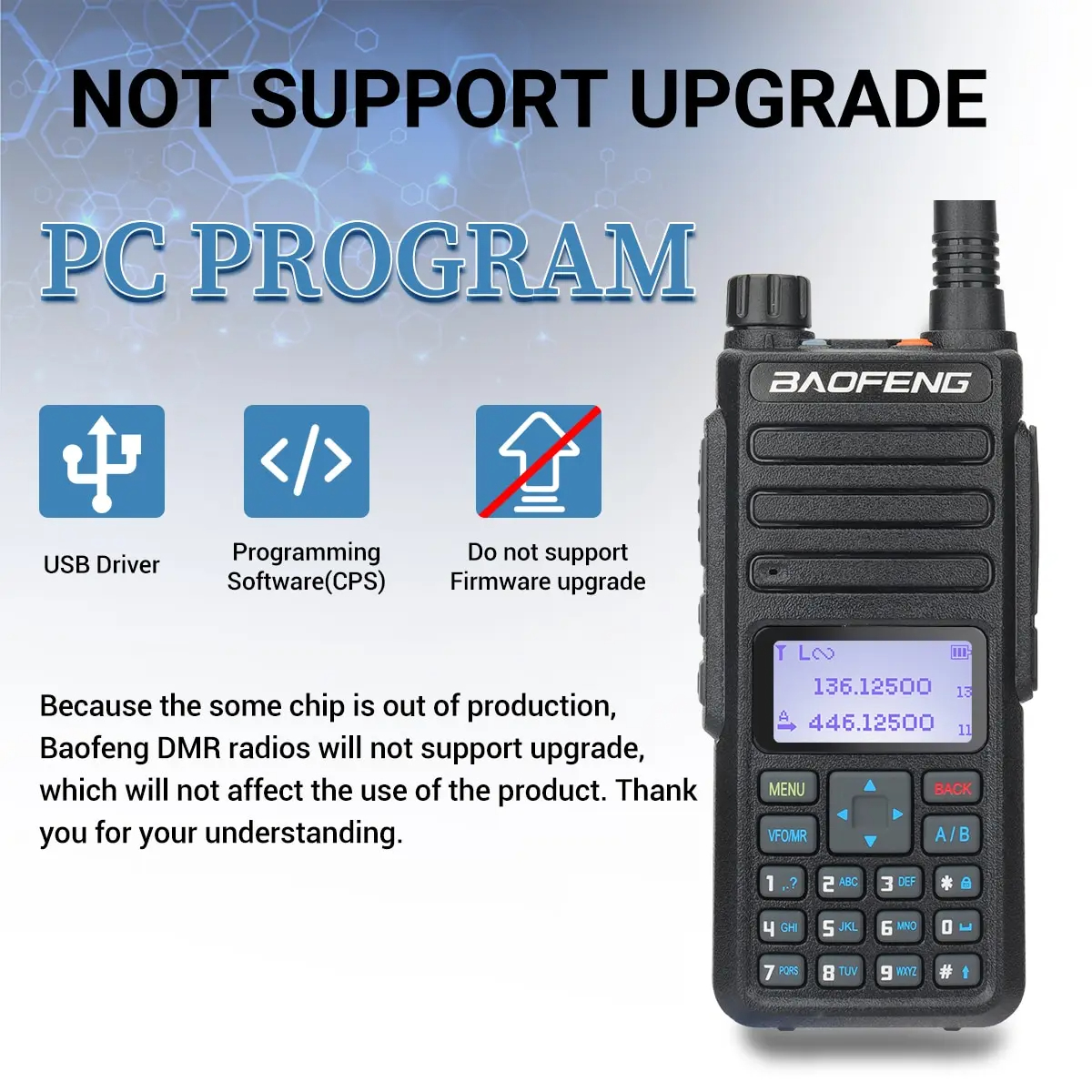 Baofeng DR-1801 Walkie Talkie Nivel 1 2 Ranura de tiempo dual DM-1801 digital Actualizado UV Banda dual 136-174 y 400-470MHz Radio DMR