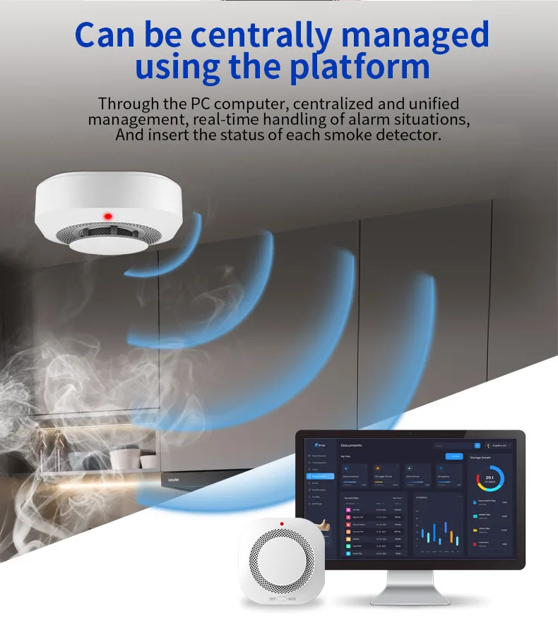 Tuya-Detector de humo estroboscópico inteligente, Wifi/Zigbee, 90DB, Sensor de alarma de incendio fuerte, Control por aplicación, alarma de humo para oficina y hogar, protección contra incendios