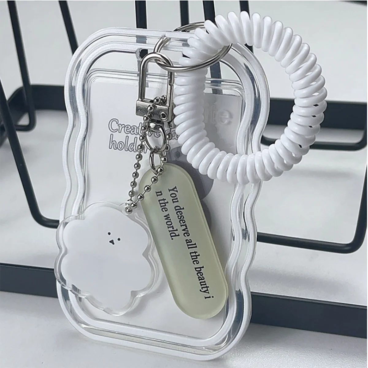 Kpop Photocard Creative Design Student Card Case Photo Protector Transparent Card Holder Keychain Photo Bus Card