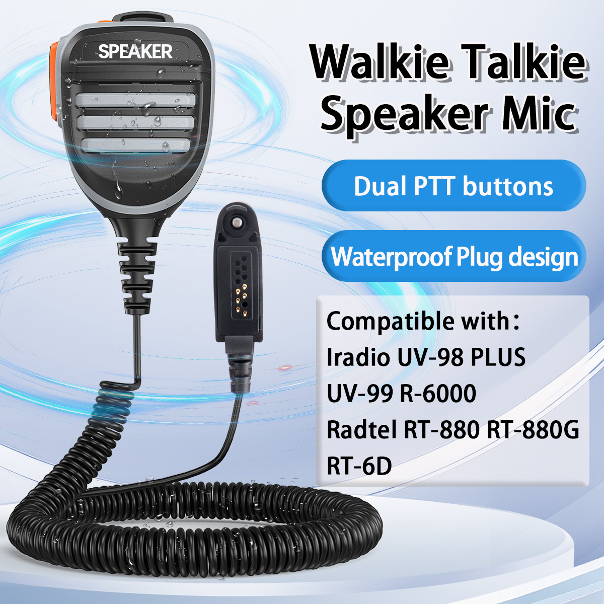 Walkie talkie microfone alto-falante microfone duplo ptt compatível com rádio UV-98 plus UV-99 r6000 radtel RT-880 RT-880G RT-6D