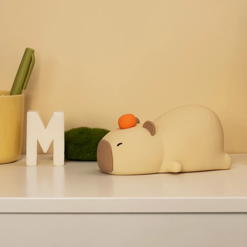 Lámpara de noche de capibara, luz de estilo adorable, interruptor de grifo de operación Simple, siete colores, varios métodos de carga, superventas
