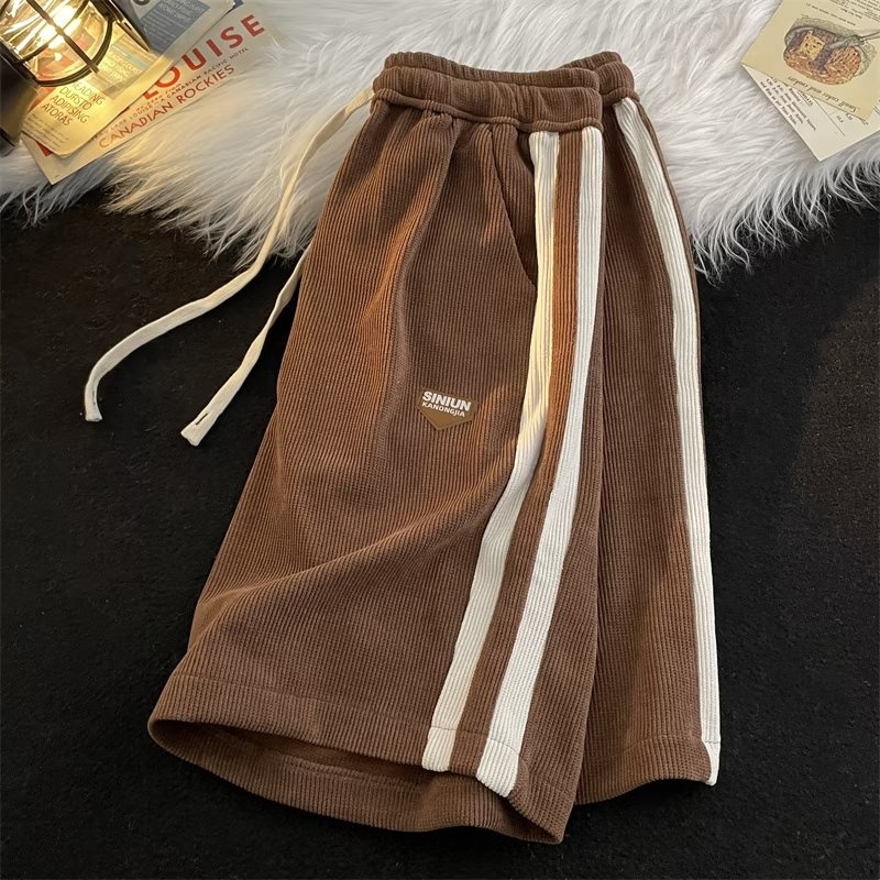 2023 sommer Casual y2k Shorts Für Männer Amerikanischen Retro Lose Gerade Kurze Hosen Mode Streifen Kontrast Farbe gym shorts