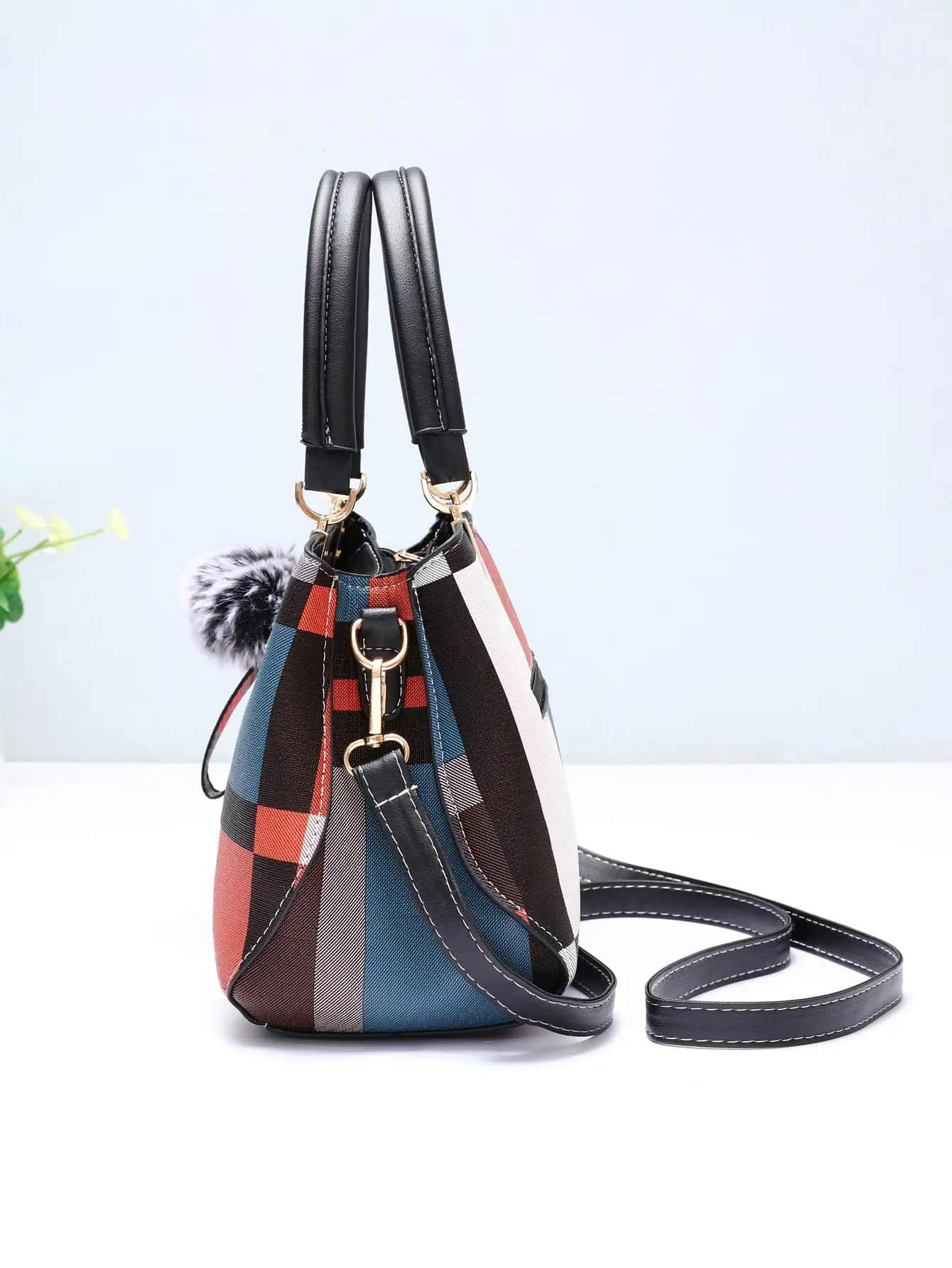 Nova bolsa de luxo para mulheres com design de grade aleatória, bolsa de ombro elegante, bolsa feminina