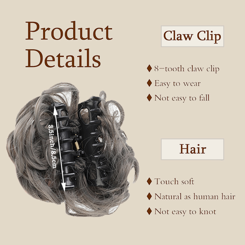 MSTN 爪スタイル乱雑なおだんごヘアアクセサリー、カーリーヘアおだんごヘアアクセサリー、女性用ヘアエクステンション
