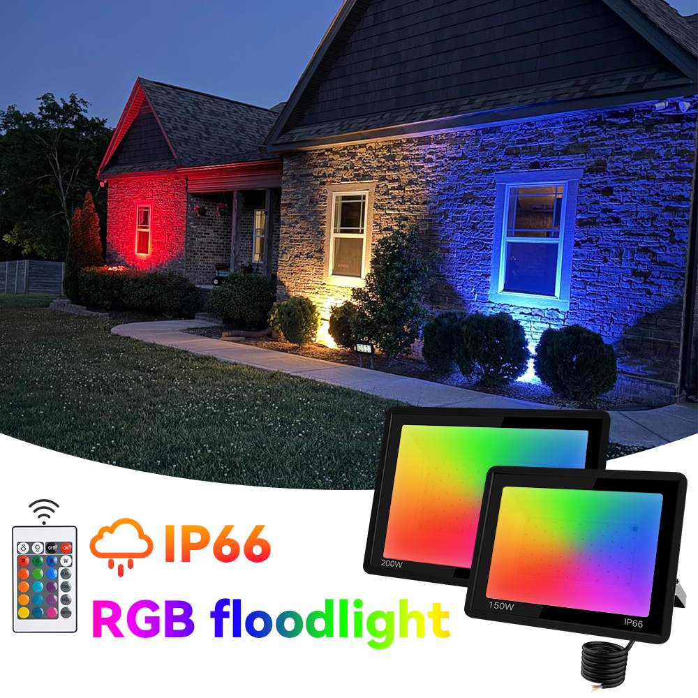 Led RGB Flutlicht 50W 100W 150W 200W IP66 Outdoor Flutlicht Scheinwerfer AC 220V Reflektor projektor Lampe Garten RGB Beleuchtung