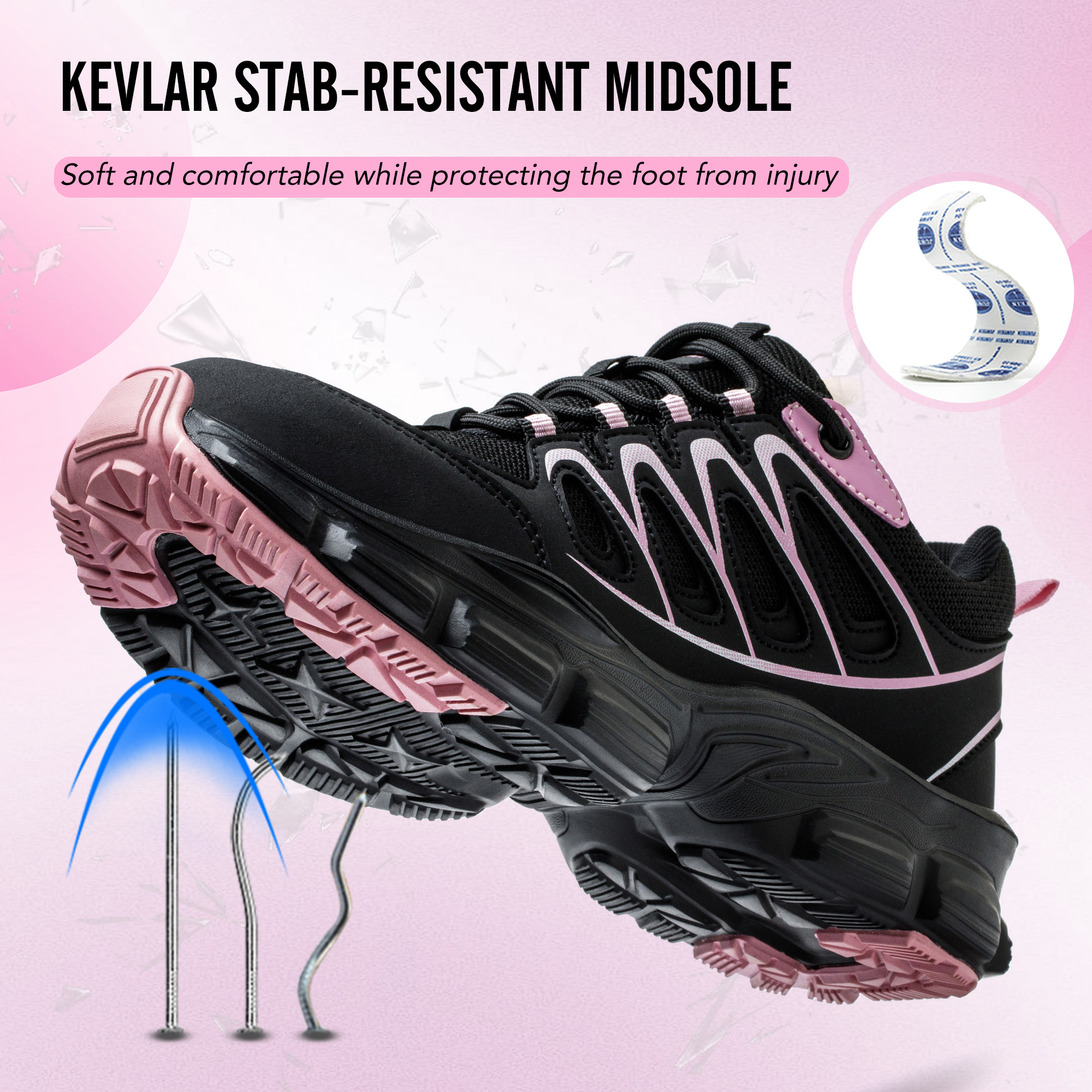 Scarpe antinfortunistiche alla moda Scarpe da ginnastica da lavoro da donna Scarpe strutturate Scarpe protettive a prova di pneumatici Stivali da lavoro Scarpe con punta in acciaio