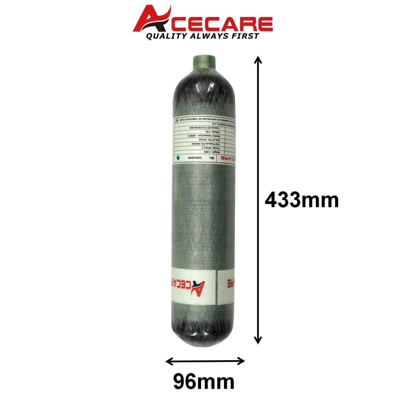 ACECARE 4500Psi 300Bar 30Mpa 6.8L/3L/2L Cilindro in fibra di carbonio Serbatoio ad alta pressione Bottiglia d'aria HPA per immersioni subacquee M18 * 1.5