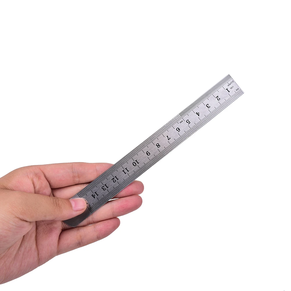 Regla métrica de precisión de doble cara, herramienta de medición de 15cm, regla de Metal, acero inoxidable, regalos del Día de los niños, 1 unidad