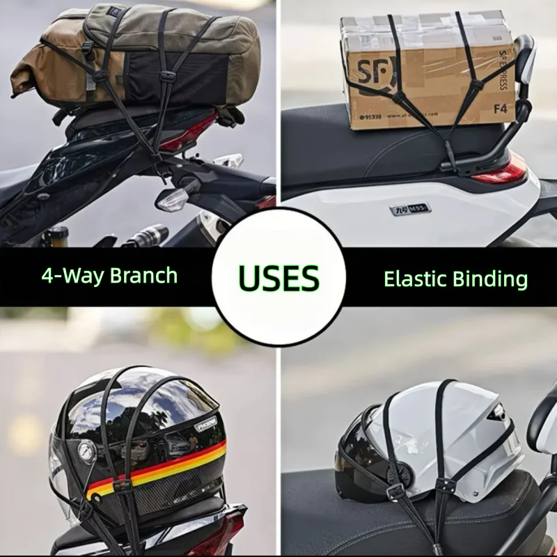 High-Elasticity Motorcycle Helmet Tie-Down Strap | Adjustable Luggage Elastic Cord for E-Bike/Motorcycle | Durable Accessories