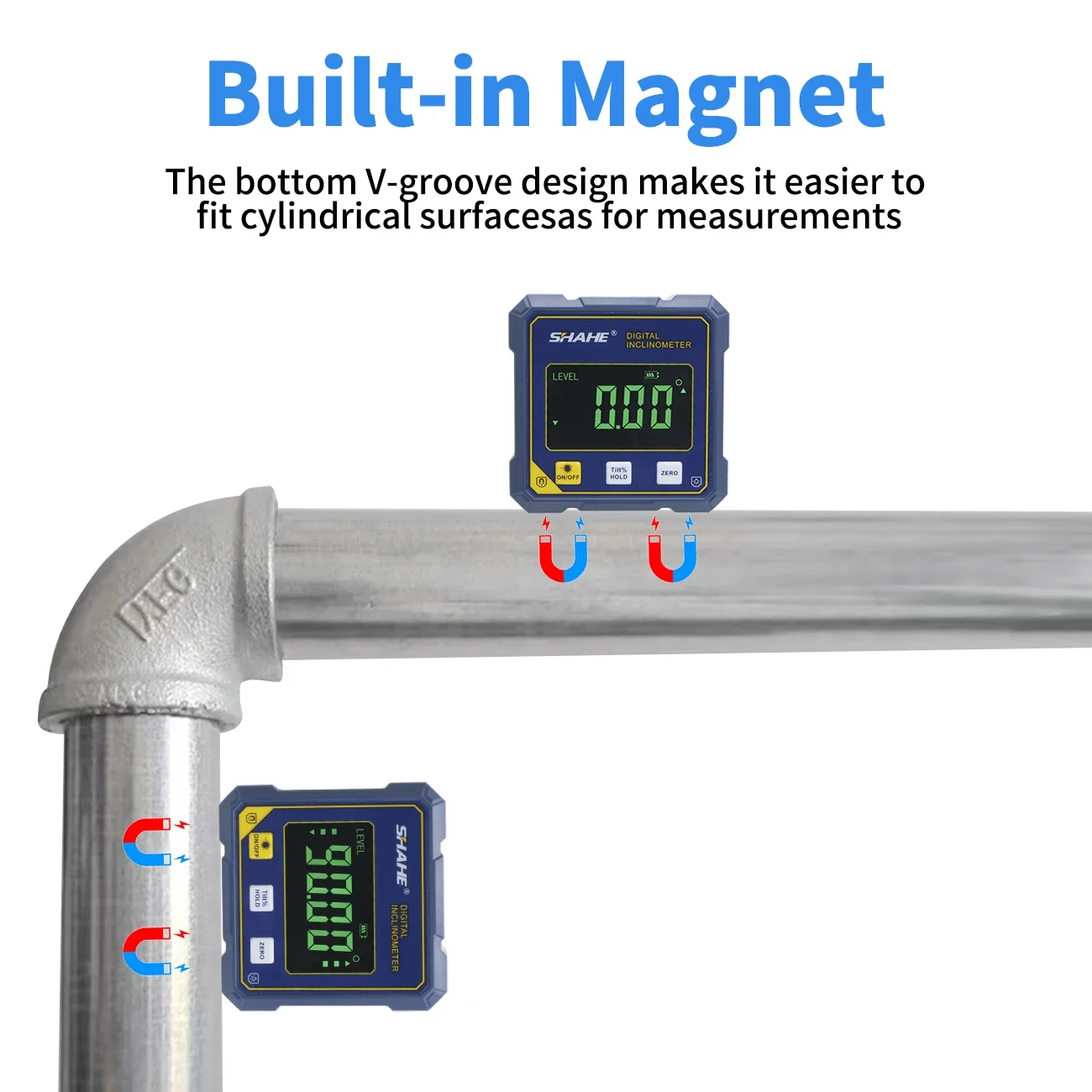 SHAHE Rechargeable Digital Angle Finder with Dual Laser- 4-Side Magnetic Inclinometer Woodworking Measuring Tool Level Box
