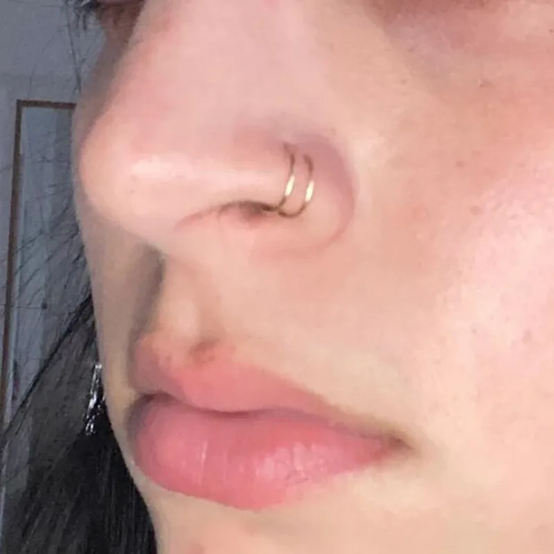 2 Stück 20G Edelstahl Doppel-Nasenring für einzelnes Piercing, Damen Herren Twist Nose Hoop Spirale Nasenring Ohrringe Schmuck