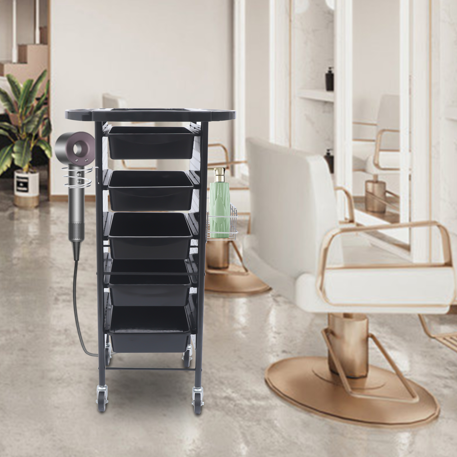 Carrello da parrucchiere professionale, portaoggetti a 6 livelli, cassetti di grande capacità, piattaforma multifunzionale, facile da spostare