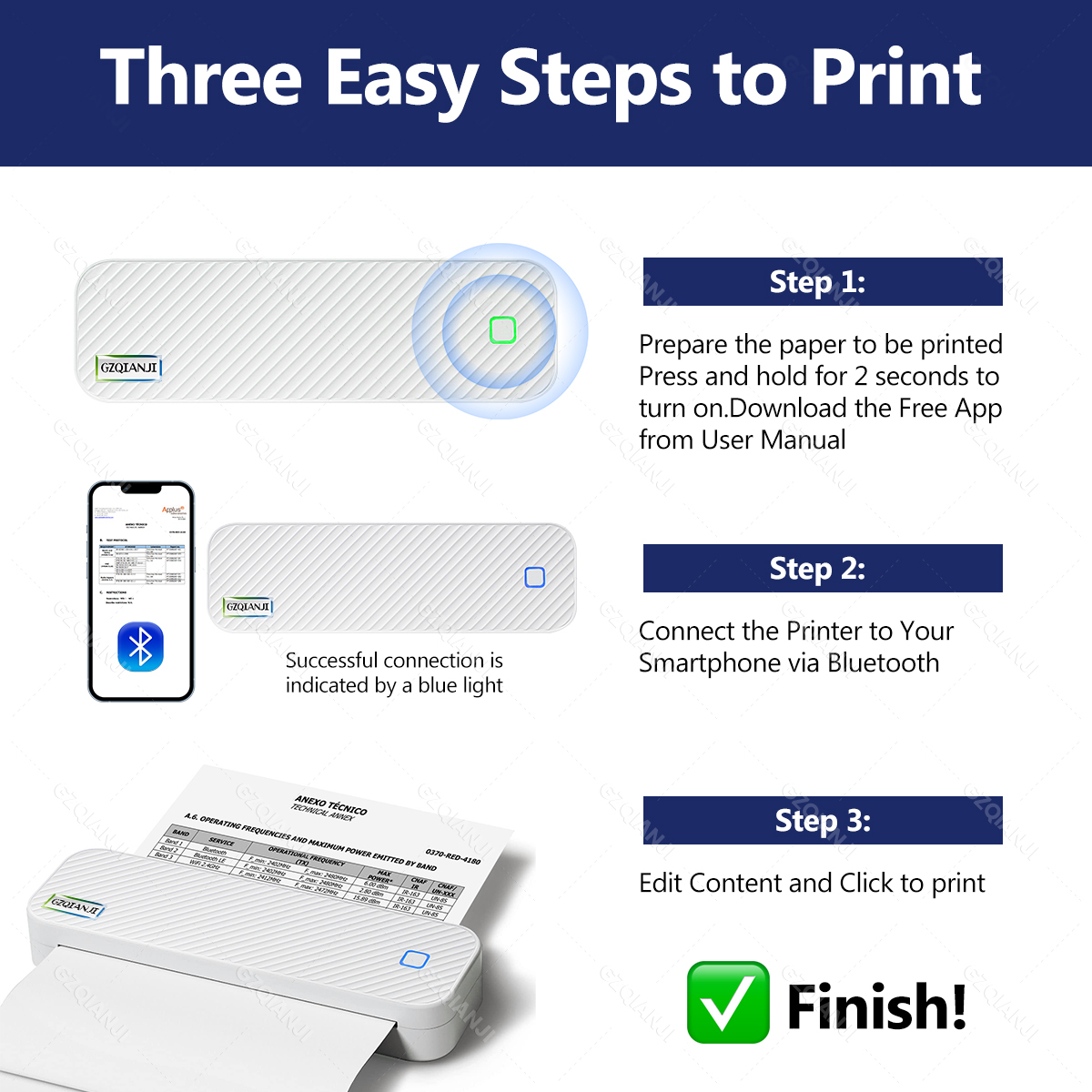 Mini impressora térmica bluetooth portátil sem fio a4 fabricante com caixa de papel para o mundo móvel pdf imagem impressão uso do escritório em casa