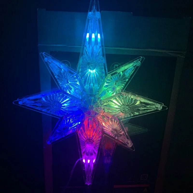 Christmas Tree Top Smart Christmas Tree Topper Star Octagonal Star DIY Music Sync Voice Remote APP Decor Holiday Xmas Tree Light