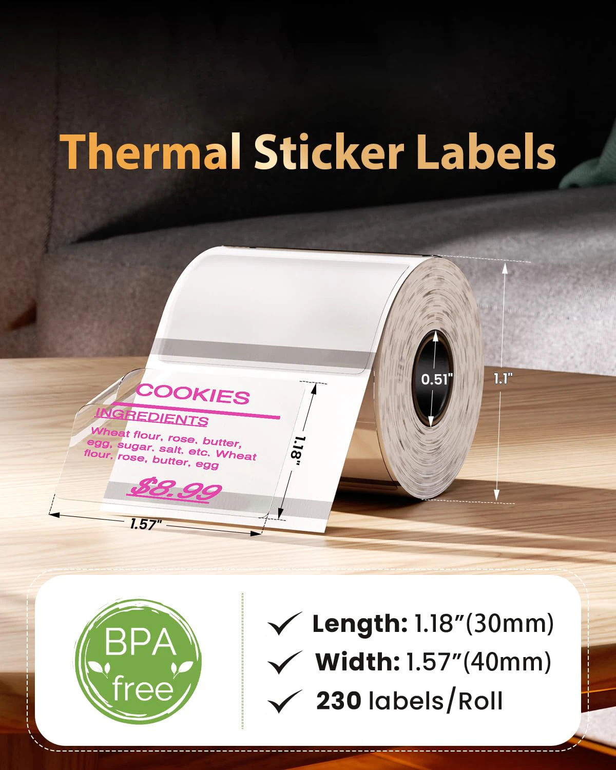 1.57"x1.18" Transparent Self-Adhesive Roll Papers Clear On Pink Sticker For M110 M220 M221 Label Printers For Address Logo Tags