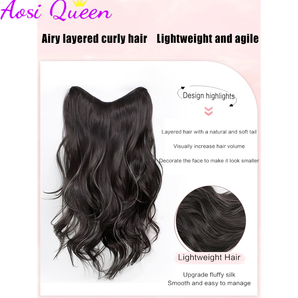 Aosi วิกผมสังเคราะห์ผู้หญิงชิ้นเดียวผมหยิกแบบฝรั่งเศสมองไม่เห็นเพื่อเพิ่มวอลลุ่มผมหยิกที่ยืดผม