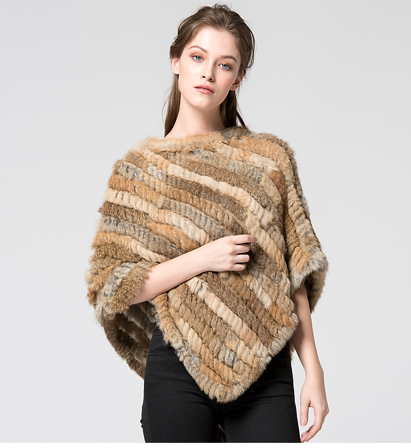 ขนสัตว์กระต่ายจริงถักขนสัตว์ธรรมชาติ Poncho เสื้อกั๊กแฟชั่น Wrap Coat Shawl Lady ผ้าพันคอขนสัตว์ธรรมชาติงานแต่งงานขายส่ง Cape