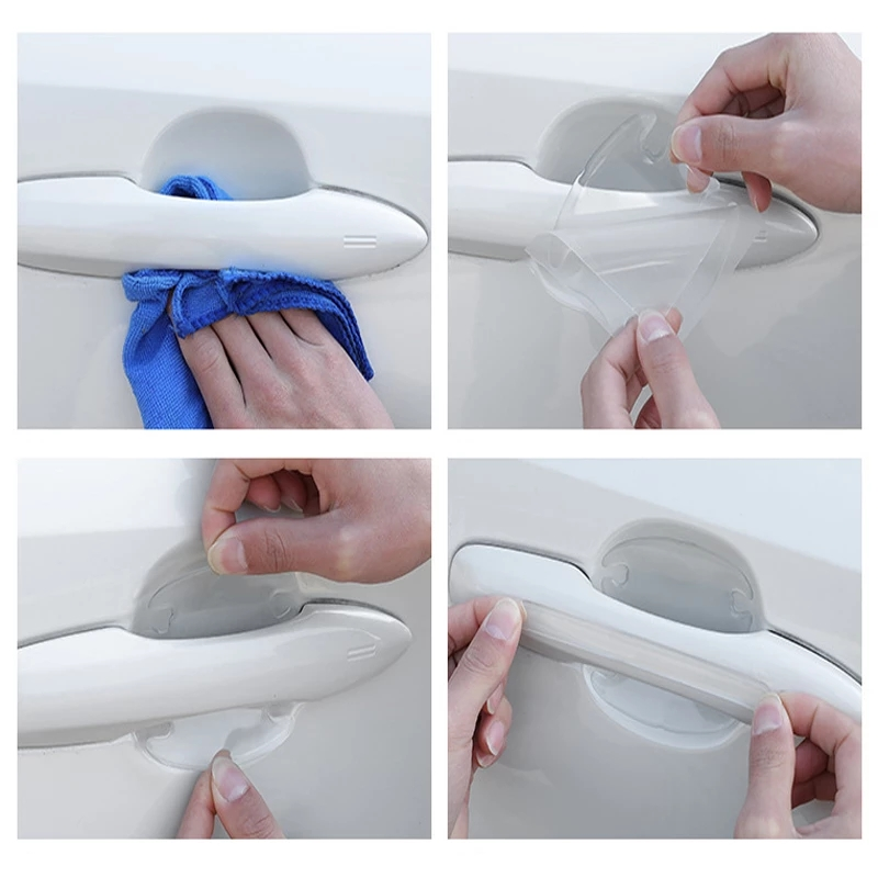 Pegatinas protectoras transparentes para manija de puerta de coche, protección antiarañazos, anticolisión, tira transparente Invisible