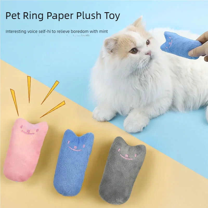 Zähneknirschen Katzenminze Spielzeug Lustiges interaktives Plüsch-Katzenspielzeug Haustier Kätzchen Kauen Stimmspielzeug Krallen Daumenbiss Katze Minze für Katzen