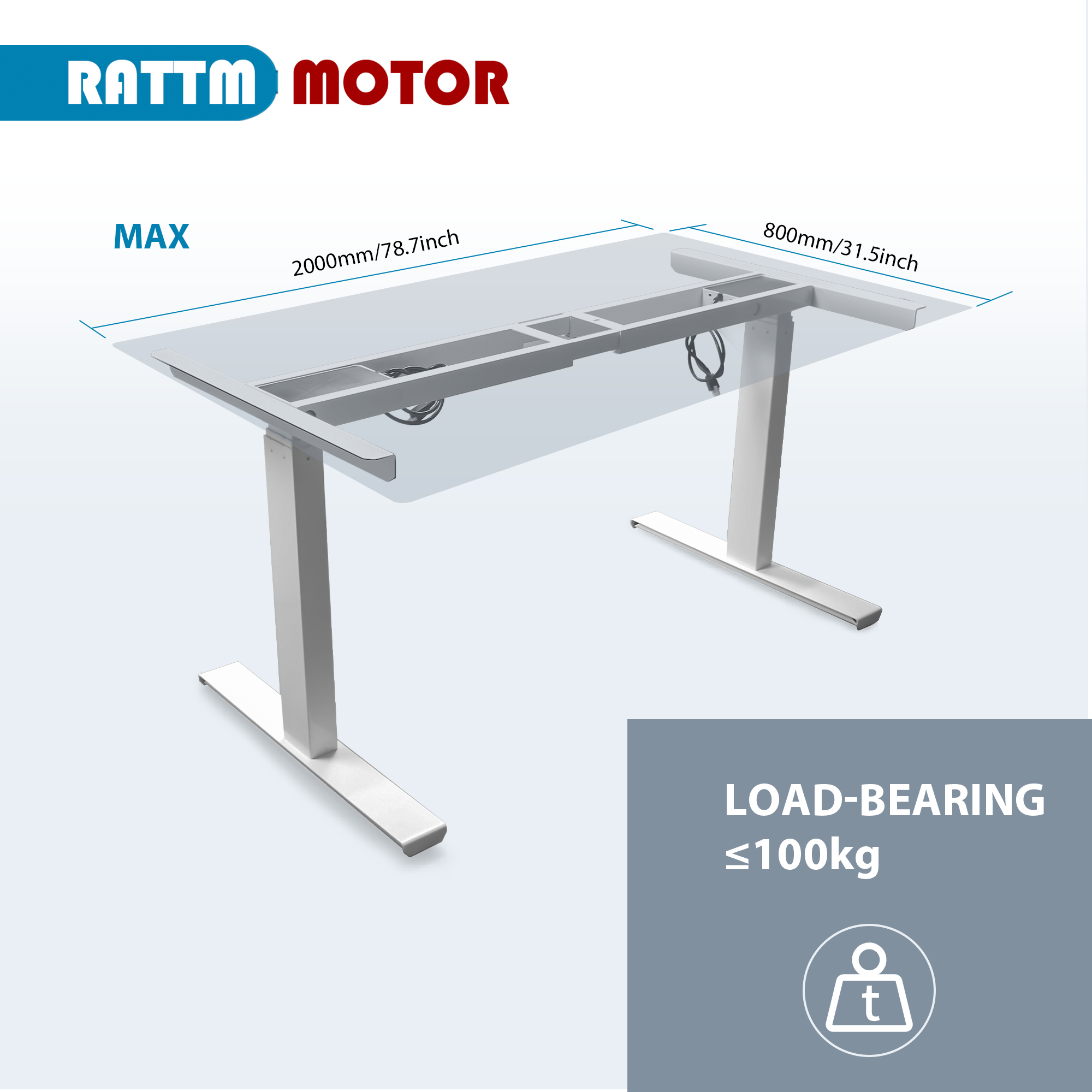 White/Black Two Foot Electric Dual Motor Standing Desk Frame Height Adjustable Lifting Desk for Computer, Study, Office, Game
