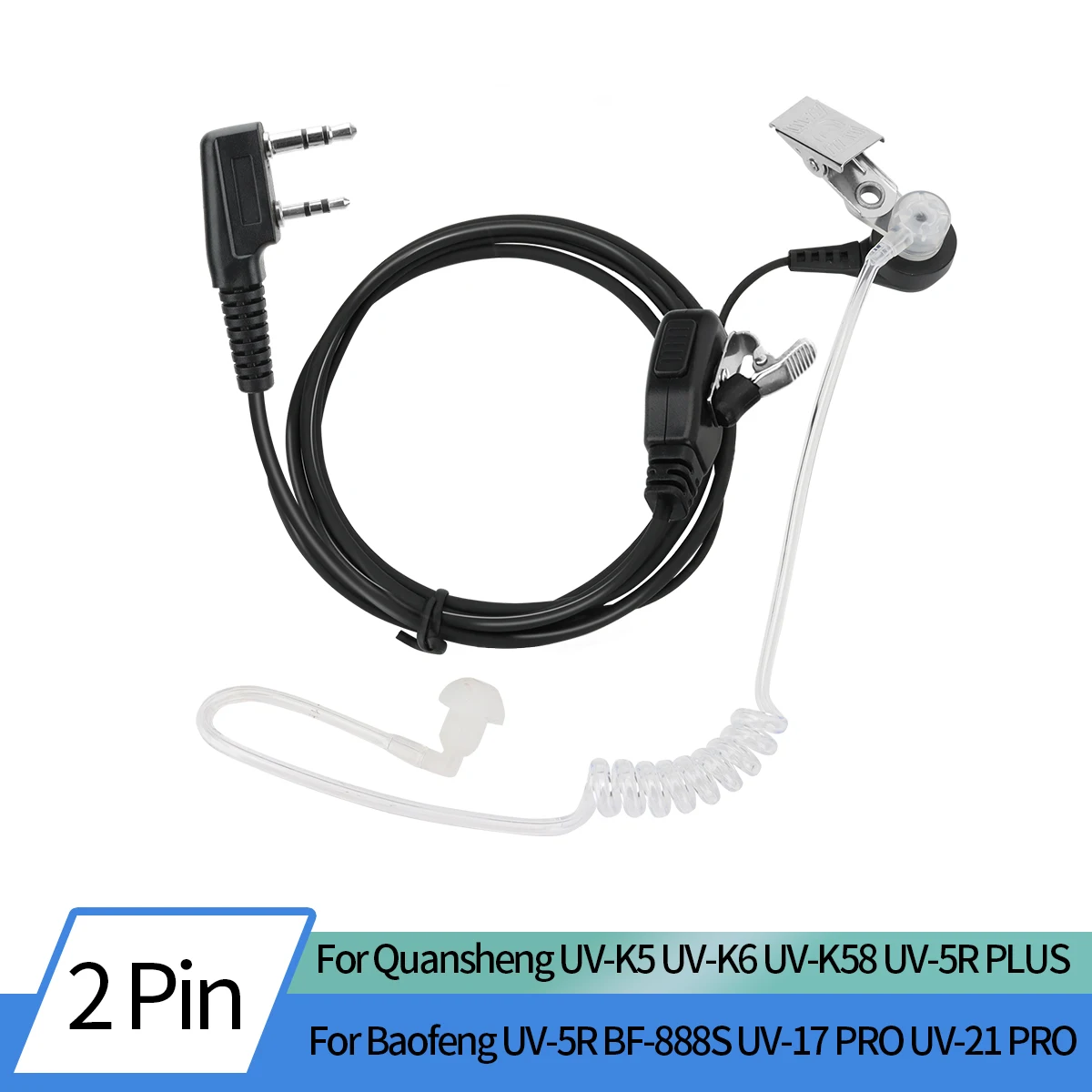 Walkie Talkie Acoustic Air Tube Headset 2-pinowe słuchawki PTT do Baofeng UV-5R BF-888S UV-21 PRO Quansheng UV-K5 UV-K5(8)