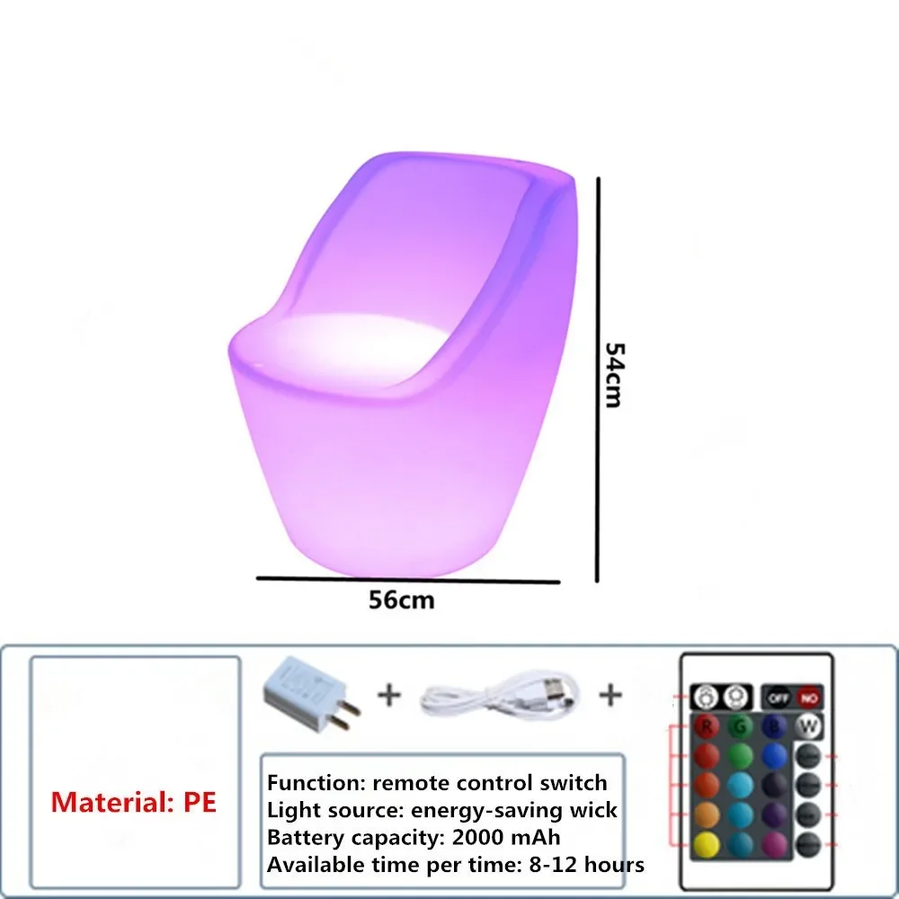 Novo mobiliário led rgb recarregável led iluminado cadeira de jogos à prova dwaterproof água led cadeira de barra uso ao ar livre para bar ktv discoteca