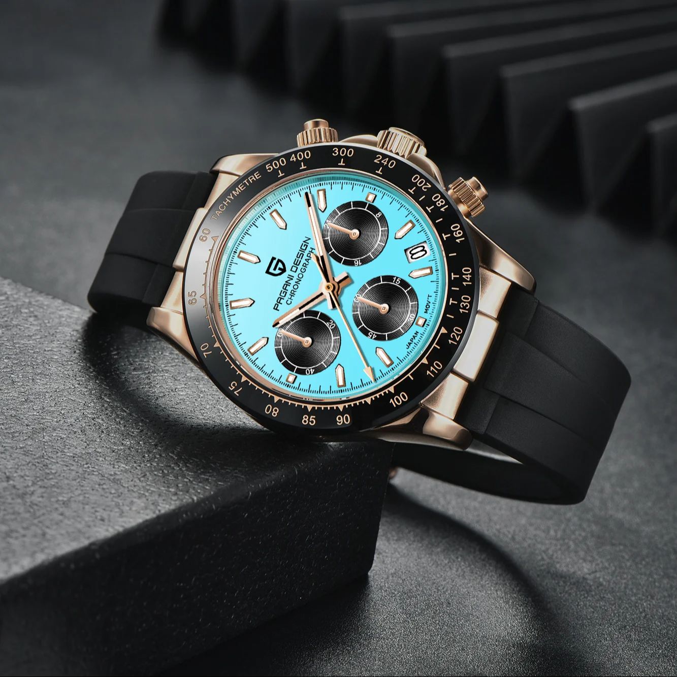 PAGANI DESIGN 2025 New Top Luxury Turquoise Blue Dial Quartz Watch For Men Automatic Date Sport Chronograph Waterproof Watch Men