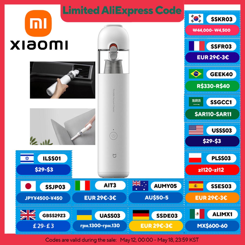 Xiaomi mijia tragbarer auto staubsauger mini handheld drahtlose reinigungs maschine für haus auto liefert 13000pa zyklon absaugung