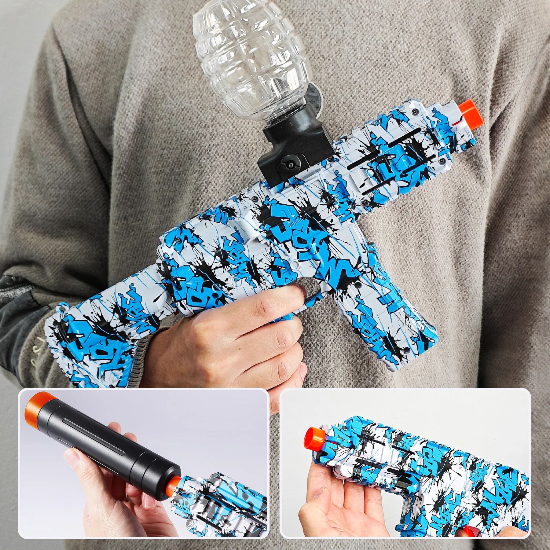 M416 Mini pistola giocattolo elettrica Blaster a sfera, ricaricabile ad alta velocità, divertimento estivo all'aria aperta, giochi per piscina/barbecue per famiglie (senza proiettili)