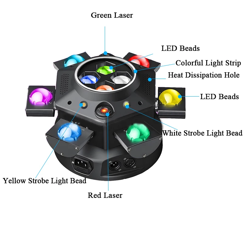 Faisceau lumineux à tête mobile 10x10w, 6 têtes, effet stroboscopique Laser, lumière de scène DMX, faisceau lumineux LED polychrome rotatif, barres de fête Disco DJ