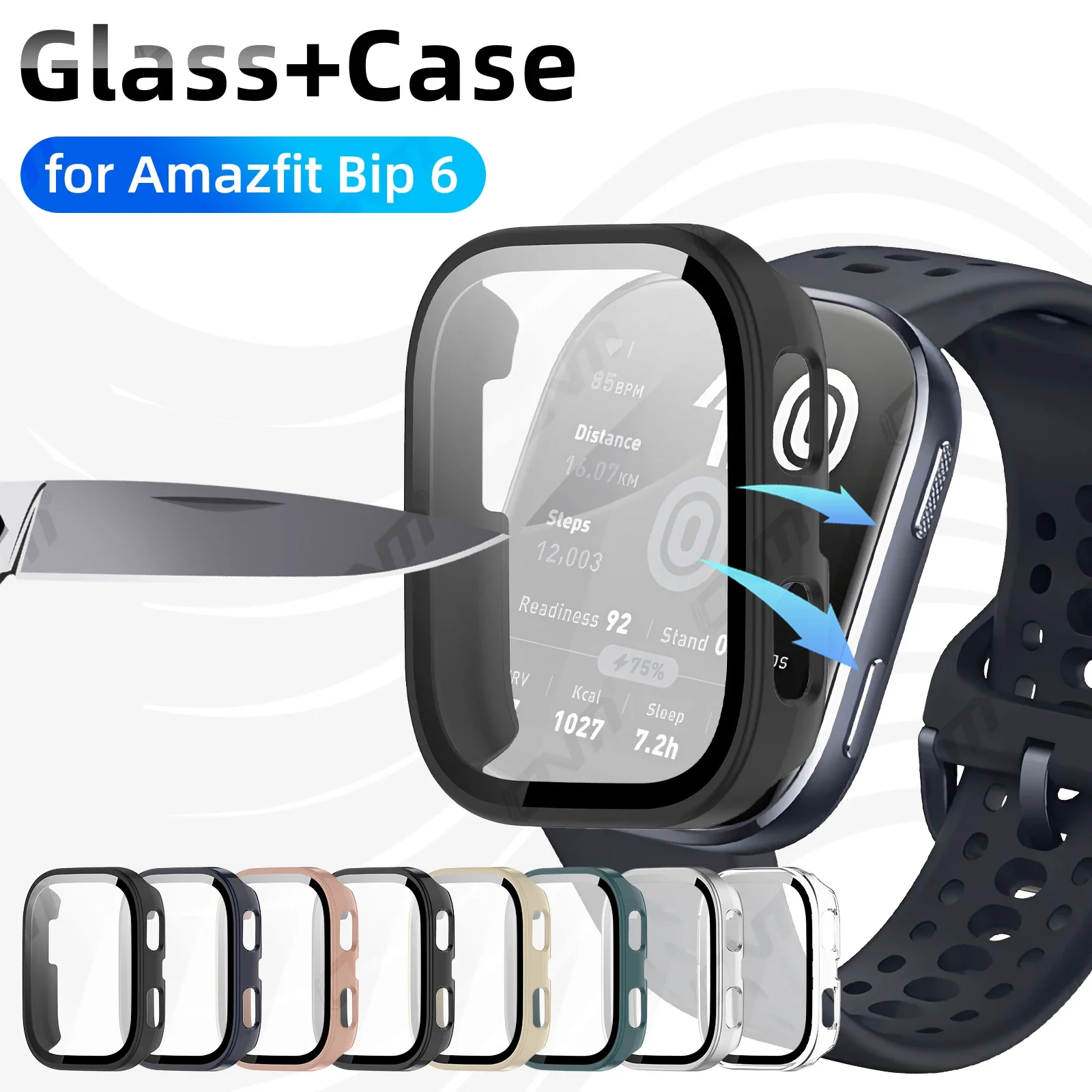 Стекло + чехол для Amazfit Bip 6, защитная пленка из закаленного стекла и жесткий защитный бампер для ПК, аксессуары для Amazfit Bip6