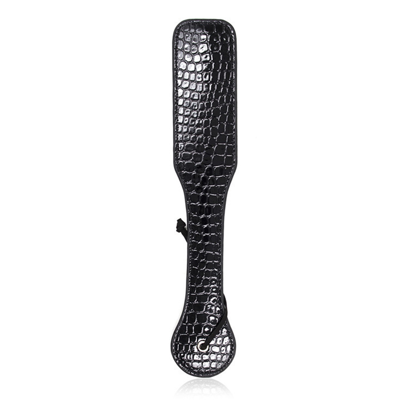 32 cm noir brillant cuir pagaie équitation cultures Flogger fouets pointes 5.7 cm de large fessée pagaie Slapper éches d'équitation