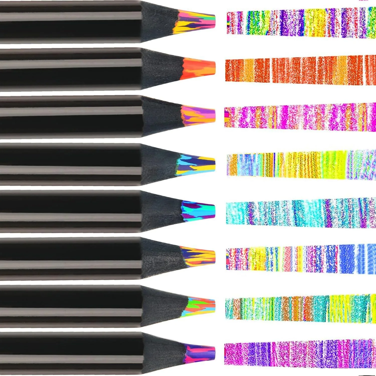 Lápices de colores arcoíris para niños, crayones degradados concéntricos, pintura artística, papelería de dibujo, 10/12 unids/set, 7 colores, Kawaii