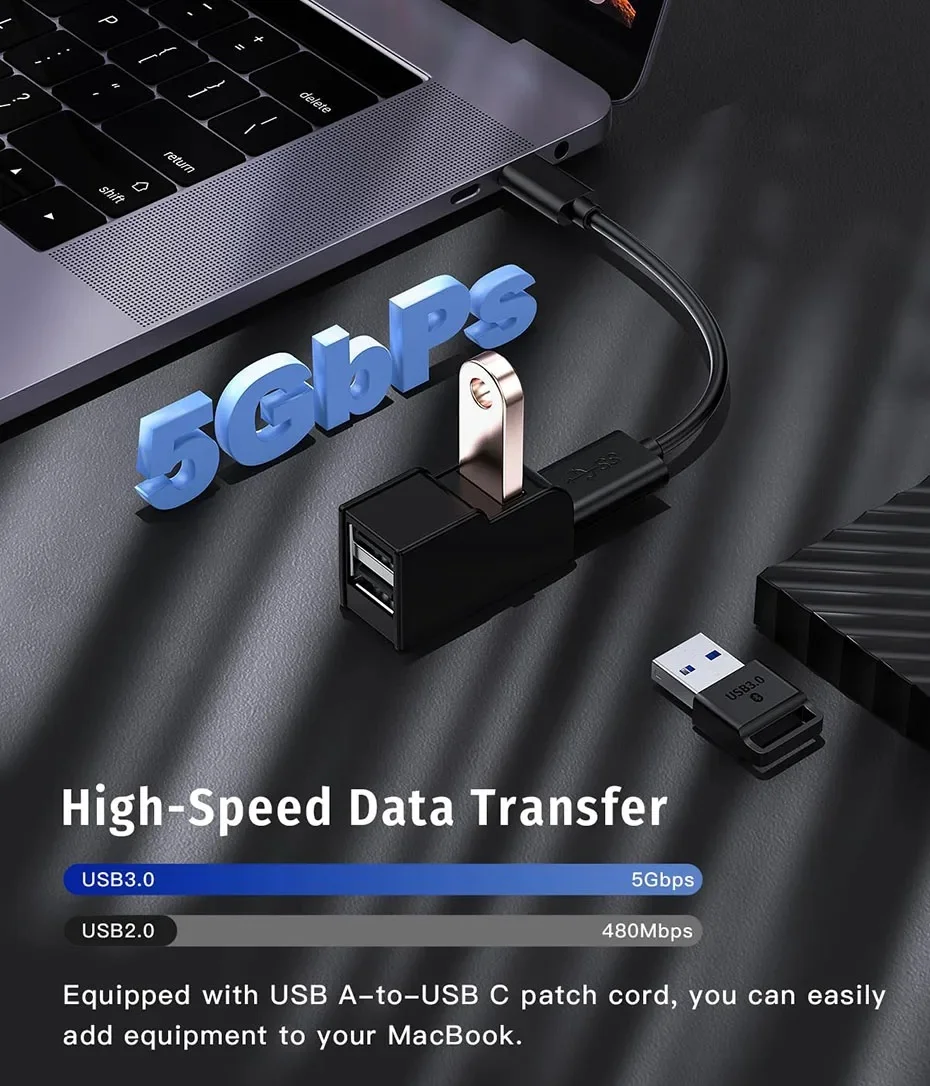 Getatek USB 3,0 HUB adaptador extensor Mini caja divisora 1 a 3 puertos USB 2,0 de alta velocidad para PC portátil U lector de tarjetas de disco