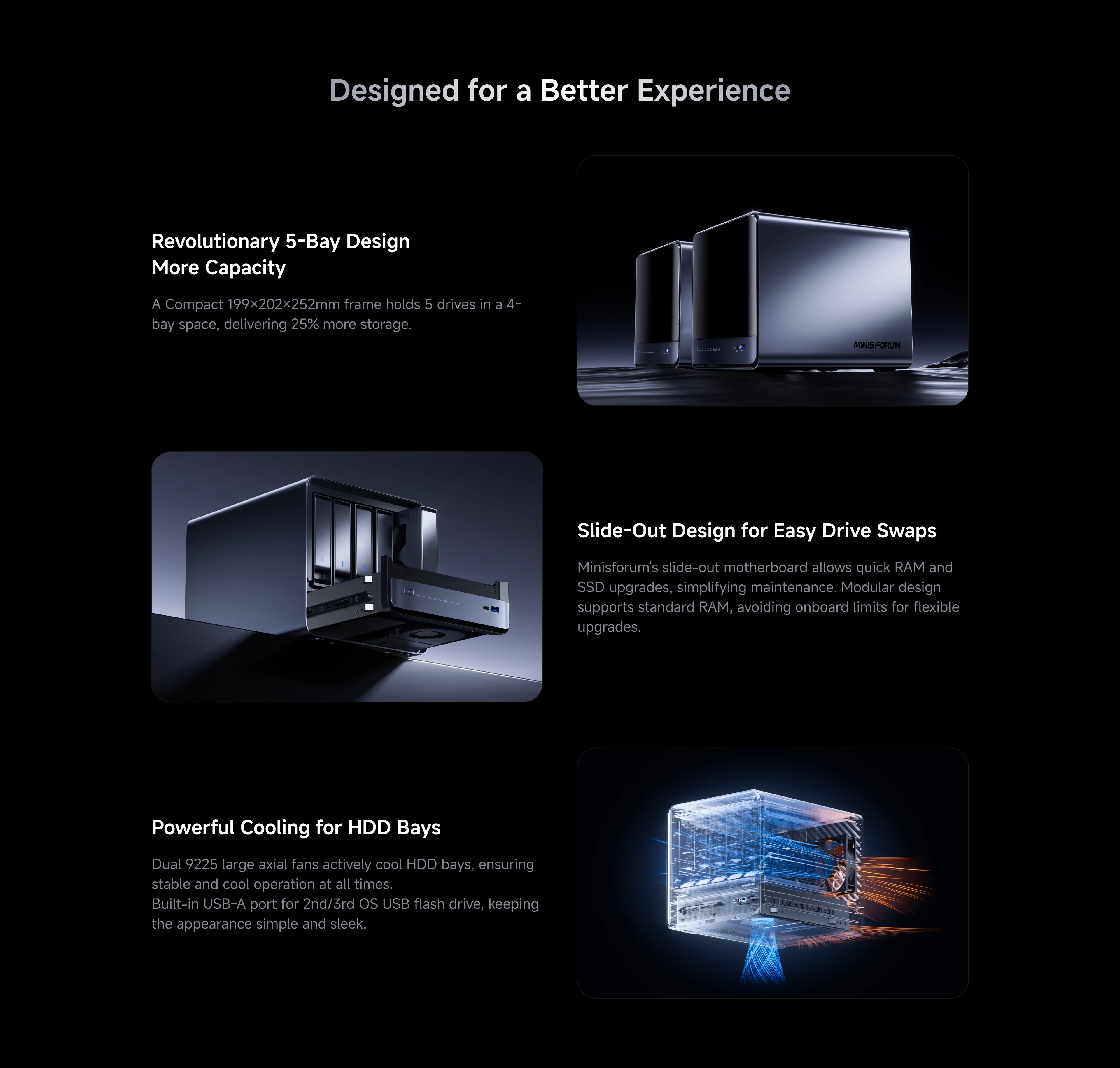 MINISFORUM NAS N5 PRO Mini PC AMD Ryzen AI 9 HX PRO 370 Soporte DDR5 ECC 144TB Capacidad AI Mini PC MinisCloud OS Oficina/Hogar PC