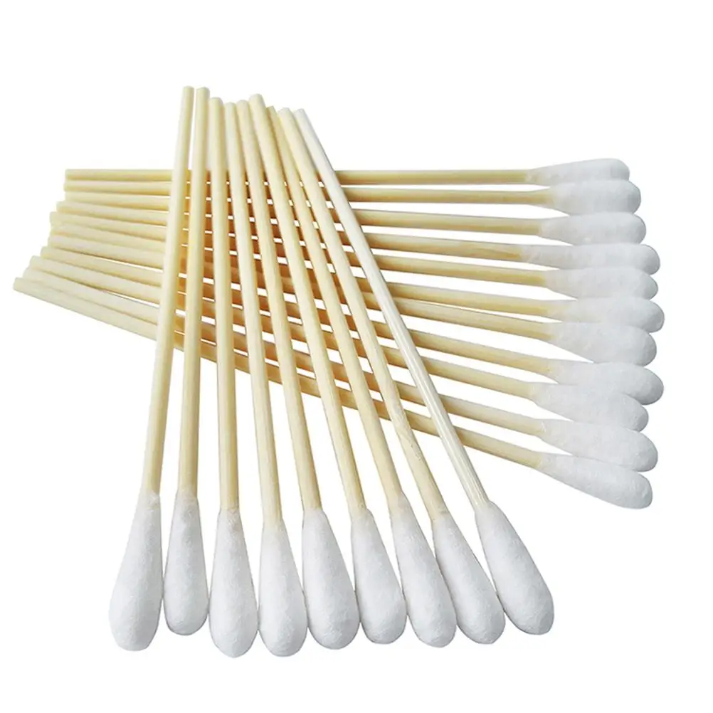 200 Uds. Hisopos de 6 pulgadas hisopo de algodón para sala limpia toallita dedicada aplicador con punta de algodón hisopo de madera
