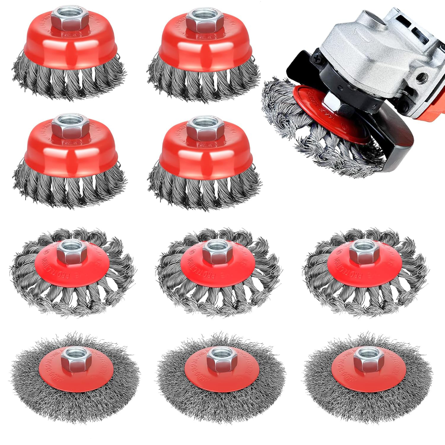 SI FANG M14 Cepillo de rueda de alambre de acero trenzado para amoladora angular, eliminación de pintura, desbarbado, nudo giratorio fuerte