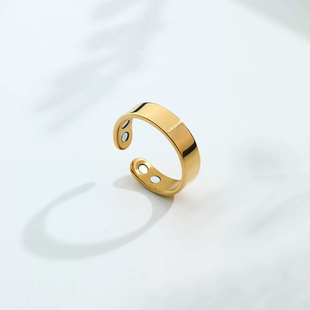 Anel magnético de aço de titânio único e duplo ímã anel de descompressão ímã saudável controle de lipídios ajuda ao sono