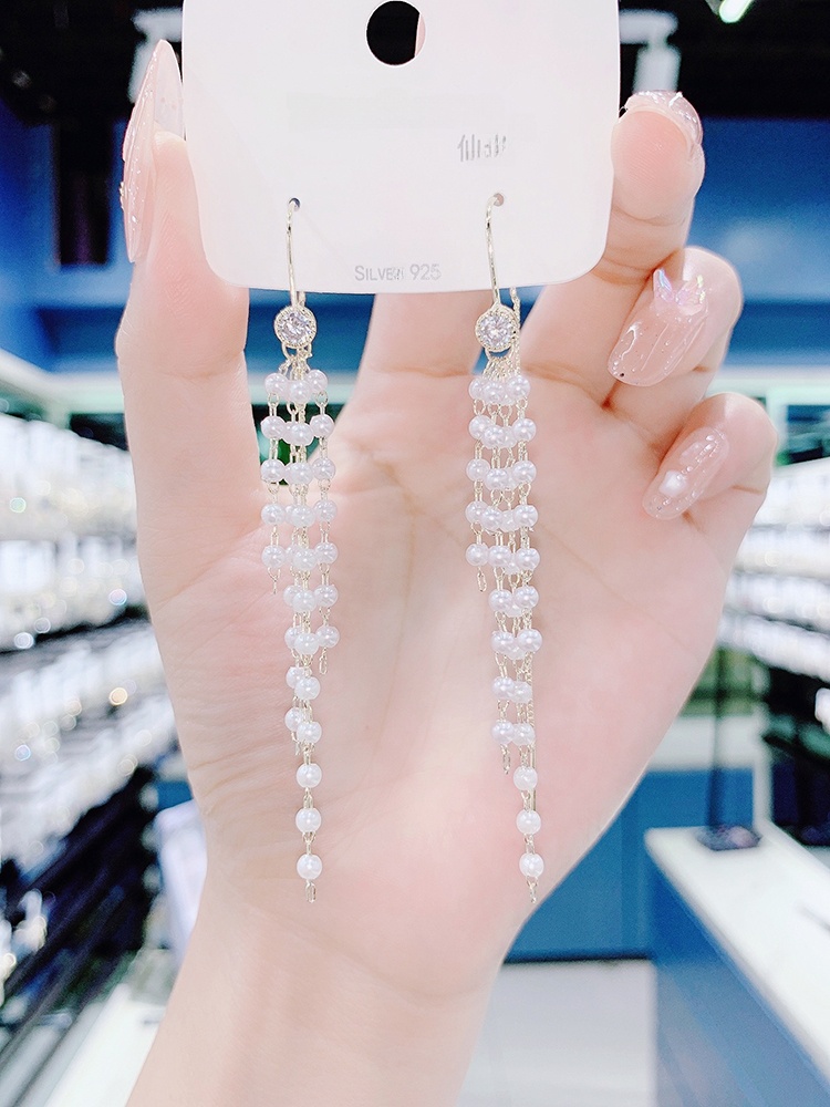 Brincos de pérola com borla longa, acório de joia de orelha e e versátil para todas as estações e ocasiões