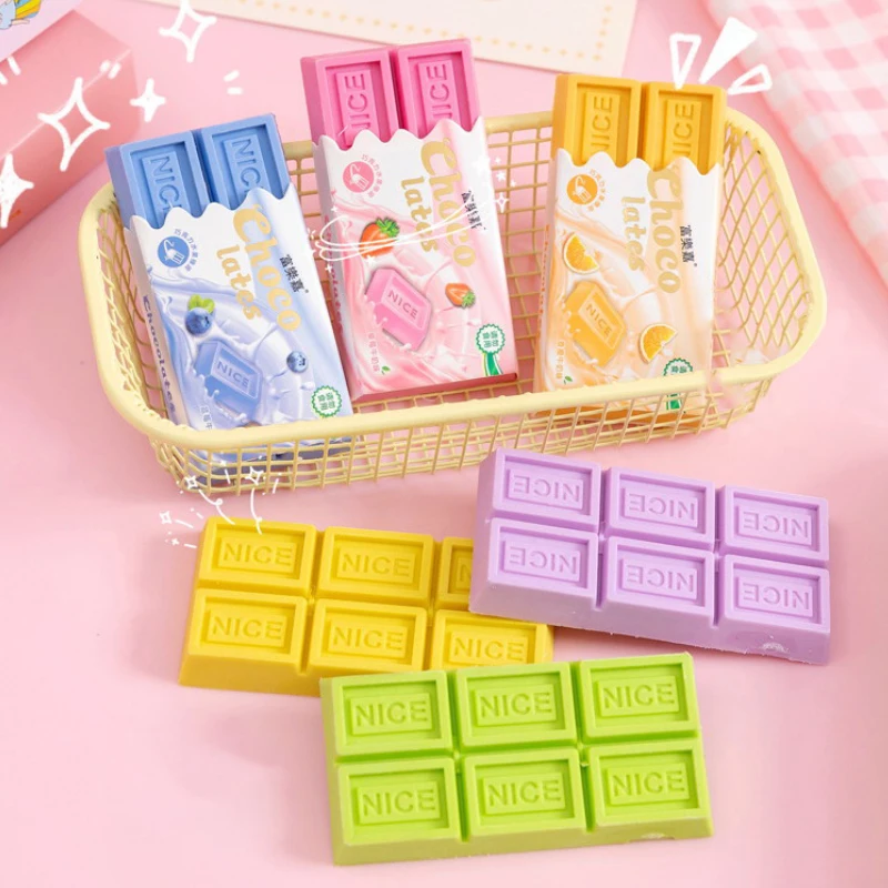 Borracha de design de chocolate dos desenhos animados kawaii grande borracha estudante pintura escrita lápis borracha papelaria para material de escritório escolar