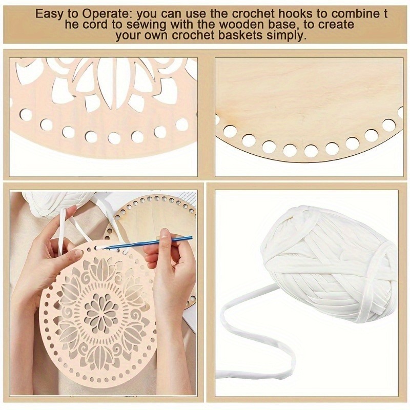2 stücke Natürliche Holz Korb Boden Kreis Blank Hohl Häkeln Korb Holz Basis DIY Häkeln Tasche Boden Form Prozess
