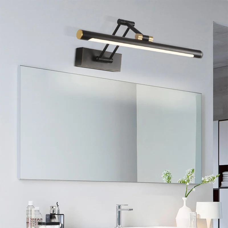 Lámpara de pared LED con luz de espejo, luz de pared moderna para baño, 43cm, 58cm, AC85 - 265V, iluminación interior, apliques de pared para dormitorio, accesorios de iluminación