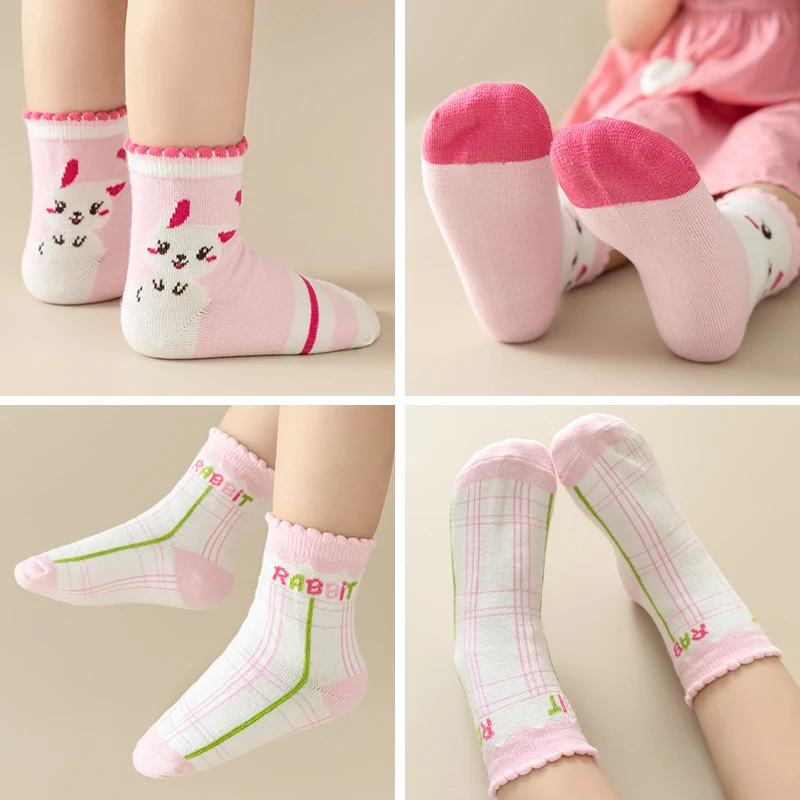 5 pares de calcetines para niños con estampado animal, cómodos, transpirables, informales, suaves, calcetines finos para niños