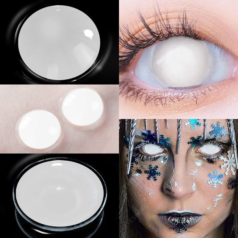 EYESHARE, 1 par de lentes de contacto coloridas para Halloween, lentes multicolores para ojos, lentes de ojos de Cosplay de Anime, lentes blancas, negras y rojas