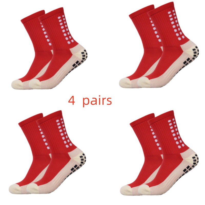 4 pairs of men's soccer socks non-slip grip pad football basketball socks