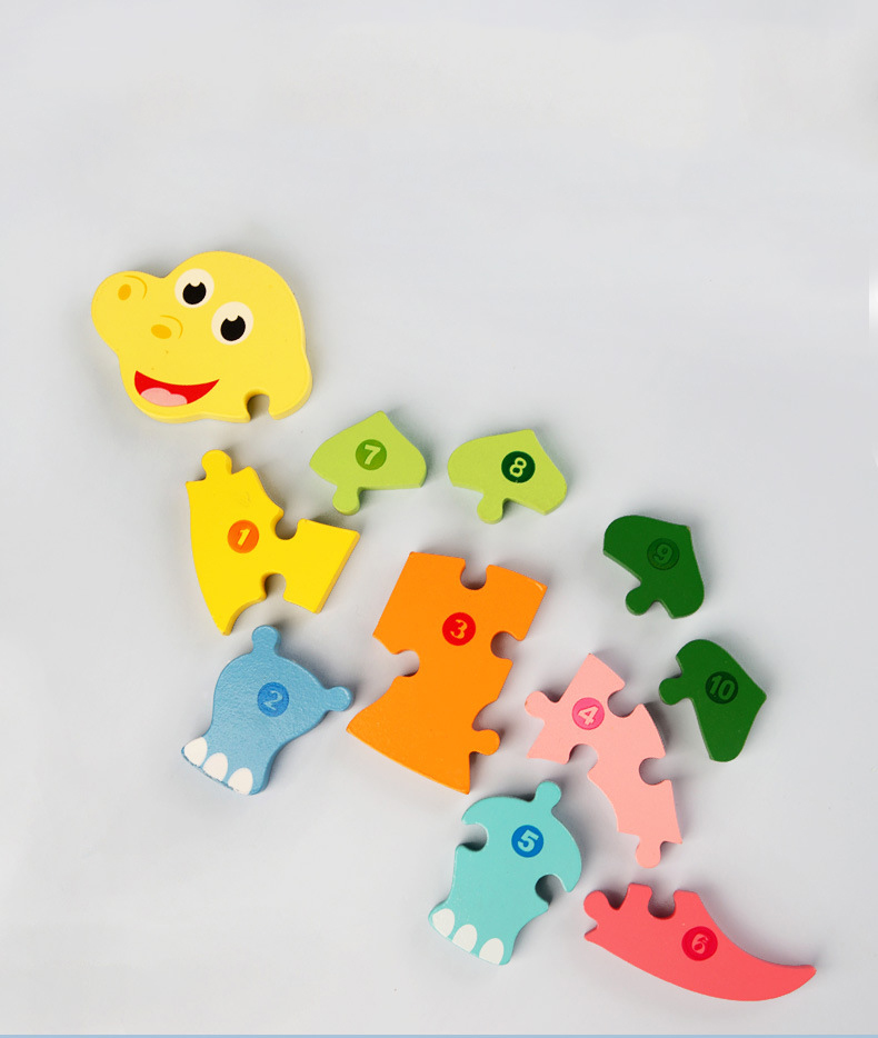 Quebra-cabeça de madeira retangular para crianças, animais, veículos, padrão, quebra-cabeças numerados de madeira colorida para crianças, brinquedos educativos de aprendizagem