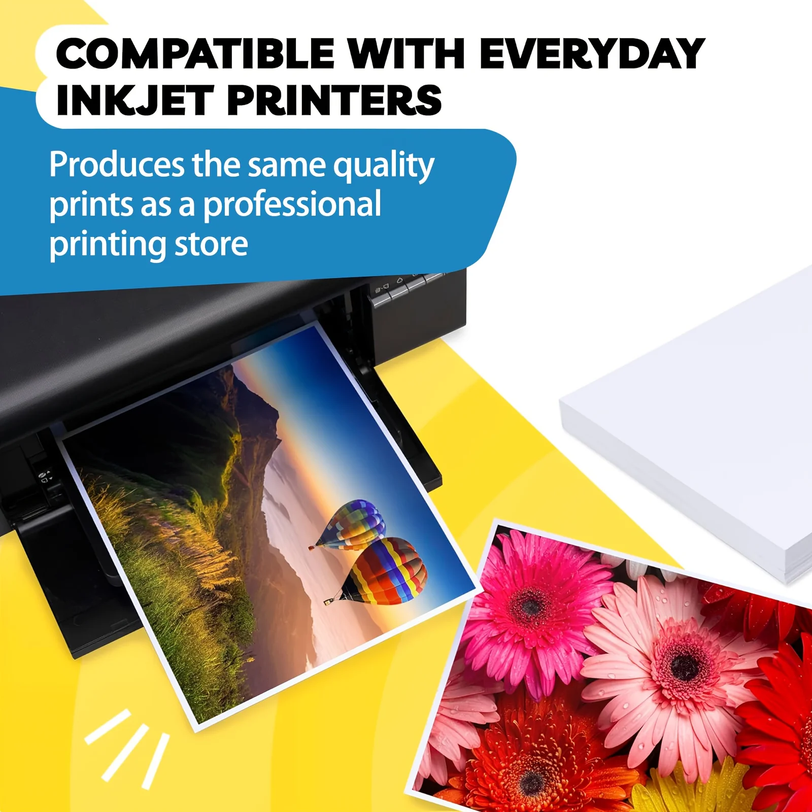 100 Sheets 200gsm Glossy Photo Paper 4x6 Inch 53lb Single-Sided Inkjet Printer Paper 4R Gray Backing Paper for Home Use