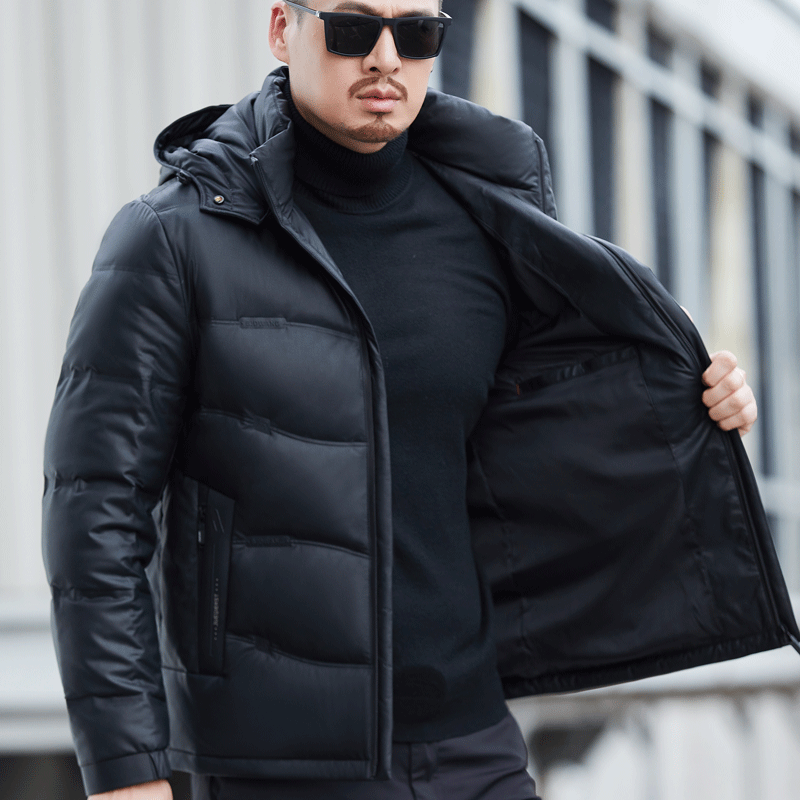 YX-6628 ฤดูหนาวใหม่ผู้ชายของแท้หนังลงเสื้อหนังSheepskin Casual Hoodedที่ถอดออกได้WarmหนาCoat