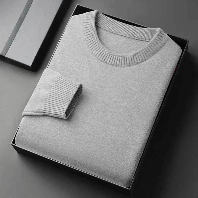 Klassischer Herren-Strickpullover mit Rundhalsausschnitt, langärmelig, weich, lässig, leicht, einfarbig, weich, für Herren