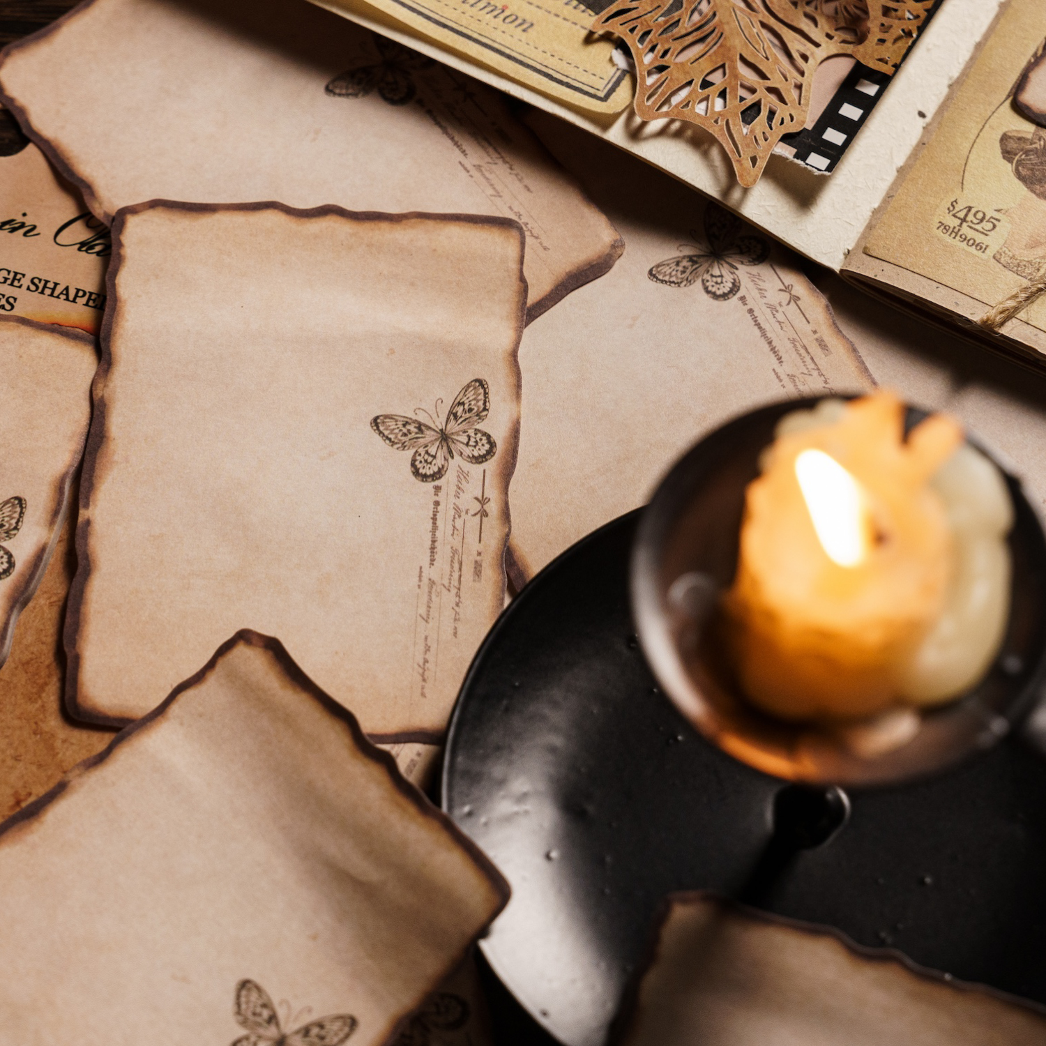 Journamm 30/60 ピース/パックヴィンテージ付箋燃焼スタイル学校事務用品 DIY スクラップブッキングクリエイティブ文具ノート紙